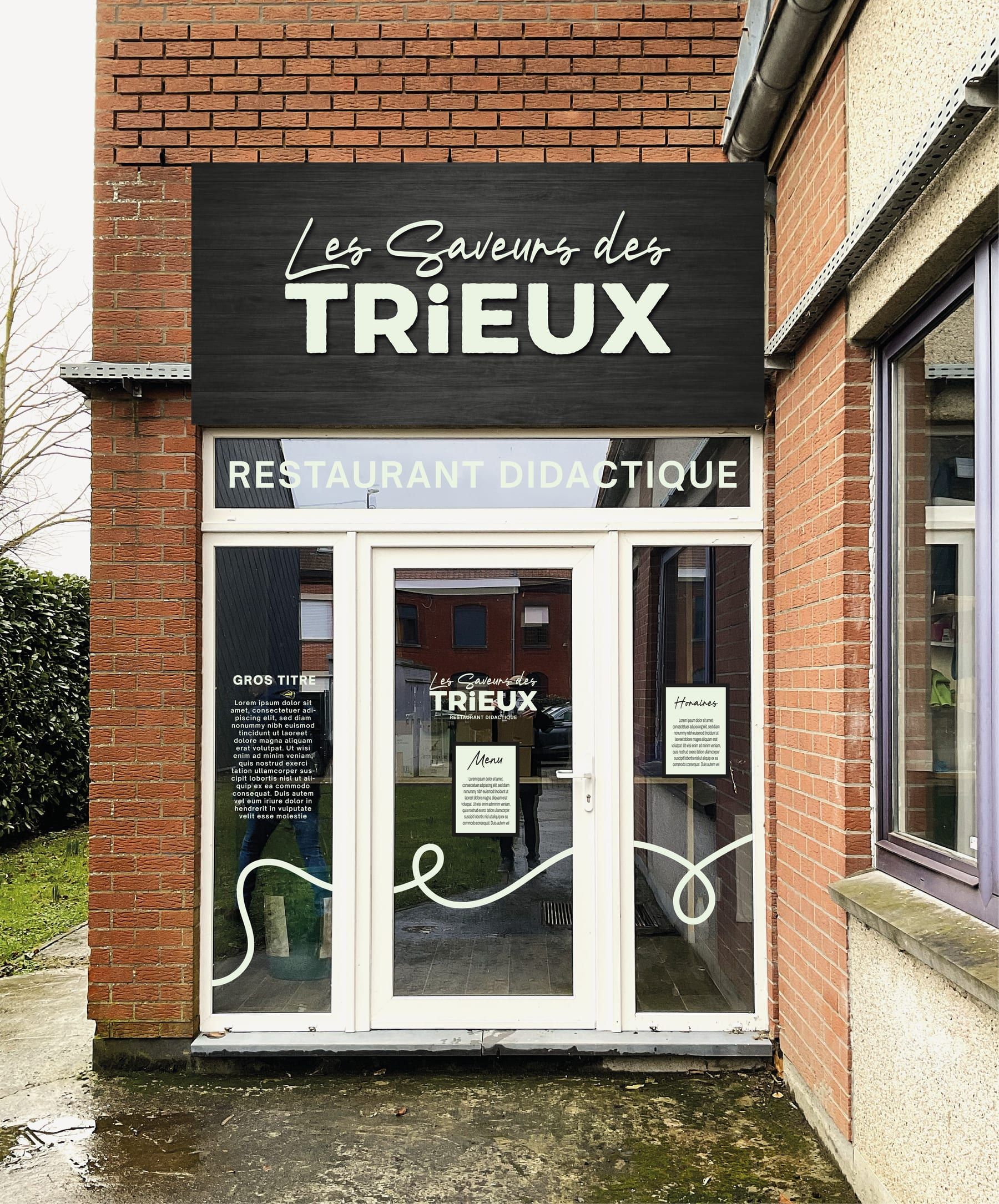Projet de façade du restaurant Les Saveurs des Trieux, avec son enseigne